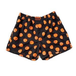 VTG Old Navy Halloween Pumpkin Jack-O-Lantern Boxer Shorts Black Orange Size M